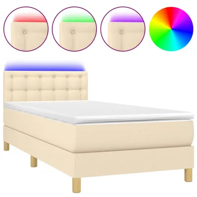 Produktbild von vidaXL Boxspringbett mit Matratze & LED Creme 90x190 cm Stoff