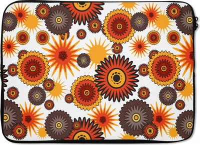 Produktbild von MuchoWow® Laptop Hülle 13 Zoll Design - Retro - Orange - Blumen Laptoptasche - Laptophülle - Sleeve - Rundumschutz
