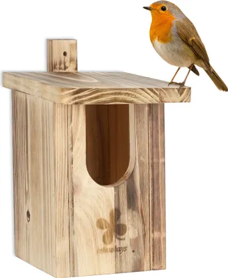 Produktbild von Relaxdays Nistkasten Halbhöhlenbrüter, naturbelassenes Holz, Einflugloch HxB 95x55 mm, Vogelhaus zum Aufhängen, natur