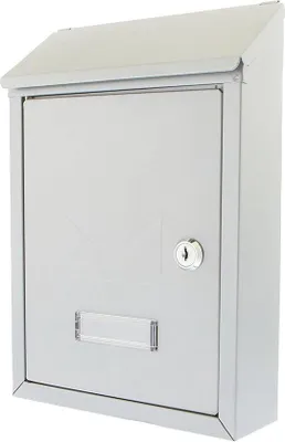 Immagine prodotto di Cassetta postale chiudibile a chiave, resistente alle intemperie, in acciaio zincato argento, 21x30x7 cm