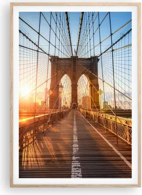 Produktbild von Gerahmtes Poster - Rahmen in heller Eiche - New York Brücke - 70x100 cm - Wand Bild - Wanddeko - Wandbilder - Wandposter - Bilderrahmen - Bilder - Kunstdruck - Wandbild - P2NPA70x100-3707