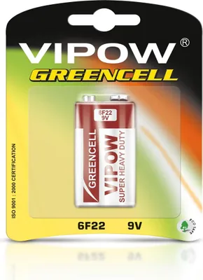 Zdjęcie produktu dla Bat0082B Baterie Vipow Greencell 6F22 Blister