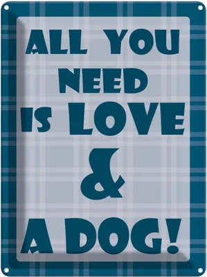 Produktbild von vianmo Blechschild 40x30 cm All you need & Dog