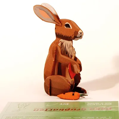 Productafbeelding van 3D-houten ansichtkaart "Konijn".