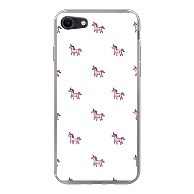 Produktbild von MuchoWow® Handyhülle Schutzhülle Hülle für iPhone SE 2022 Mädchen - Einhorn - Rosa - Muster - Mädchen - Kind - Kinder Silikon Softcase Handy Hülle - Schutzhülle