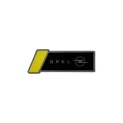 Zdjęcie produktu dla Naklejka samochodowa kompatybilna z Opel Motorsport, produkt licencjonowany, czarno-żółta, wymiary 30 x 80 mm
