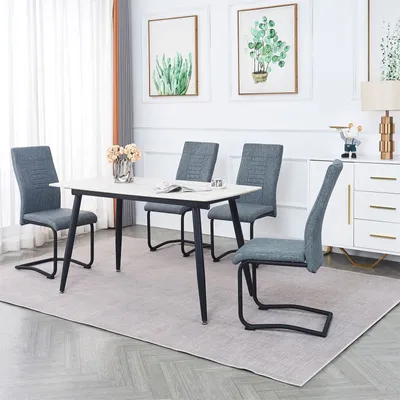 Produktbild von Esszimmerstuhl ALBA grau 4er-Set, mit Schwinggestell aus Metall, Sitzschale gepolstert und mit Stoff bezogen, Schwingstuhl gepolstert