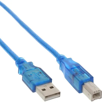 Image de InLine® 34535B Câble USB 2.0, A à B, bleu-transparent, 3m