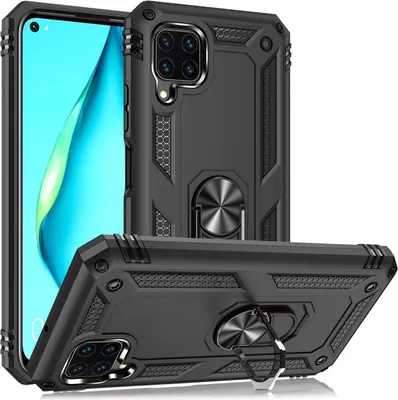 Produktbild von NALIA Ring Hülle für Huawei P40 Lite, Handy Schutz Tasche Cover Case Bumper Etui Schwarz