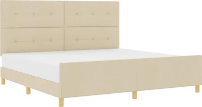 Productafbeelding van vidaXL Bedframe met hoofdeinde, crème, 200 x 200 cm, stof