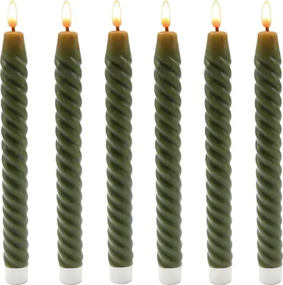 Image de Bougies coniques sans flamme à LED, en cire véritable, lot de 6