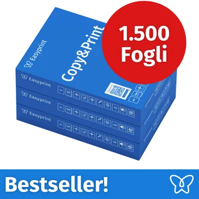 Immagine prodotto di NUOVO: Easyprint Carta per stampanti e fotocopie 1500 fogli 3 x 500 A4 Premium Bianco brillante CIE 160 Vincitrice del test Certificata PEFC