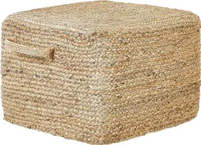 Produktbild von BELIANI Pouf Naturfarben aus Jute 45 x 45 x 30 cm Quadratisch Geflochten Boho Sitzhocker Fußhocker für Wohnzimmer Kinderzimmer Flur