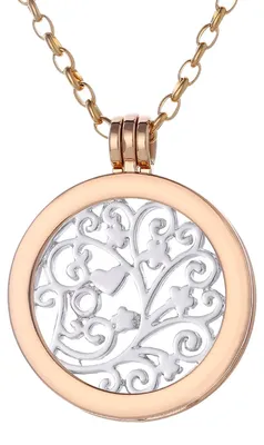 Produktbild von Morella Damen Halskette gold 70 cm Edelstahl mit Anhänger und Coin 33 mm Ornament in Schmuckbeutel