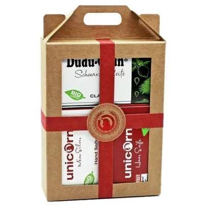 Produktbild von Geschenk-Set rot - Handseife, Haarseife & Dudu Osun® Classic