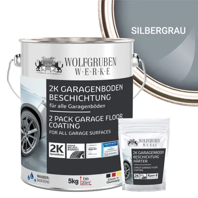 Produktbild von 2K Garagenbodenbeschichtung Garagenfarbe Garagenbodenfarbe Epoxidharz Bodenbeschichtung für Garage Werkstatt Keller - Silbergrau l 5kg