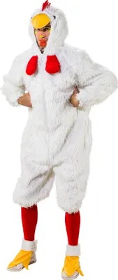 Produktbild von O7101-54-58 weiß Herren Huhn Kostüm Chicken Overall mit Fußstulpen Gr.54-58