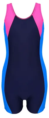 Produktbild von Aquarti Mädchen Badeanzug mit Bein Ringerrücken, Farbe: Dunkelblau / Blau / Pink, Größe: 146