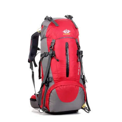 Produktbild von Wanderrucksack 50L Trekkingrucksack Wasserdicht, Reisetasche Ultralight mit Regenhülle Rot