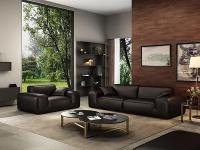 Produktbild von Schwarze Sofagarnitur Luxus 3+1 Sitzer Ledercouchen Wohnzimmer Möbel JVmoebel