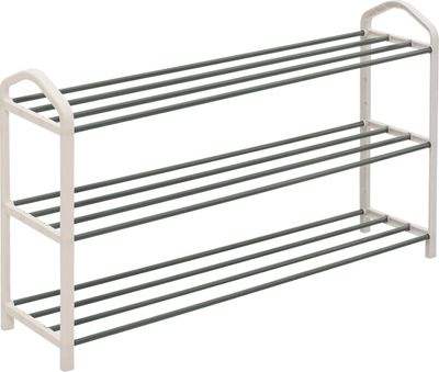 WOLTU Schuhablage Schuhregal Ablage Ständer, 3 Schicht für 12 Paare Schuhe, XXL Ständer Regale, 79x19.5x45cm, Crème