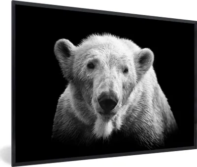 Produktbild von MuchoWow® MuchoWow® Gerahmtes Poster Eisbär - Tier - Schwarz - Weiß 60x40 cm - Poster mit zchwarzem Bilderrahmen - Printing - Wanddeko Schlafzimmer