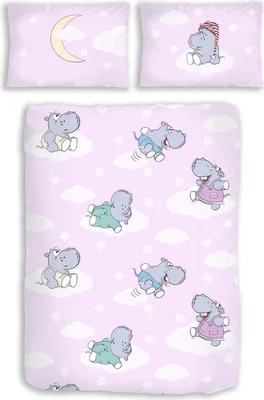 Produktbild von Renforcé Bettwäsche 2-teilig 100/135 cm Hippo flieder