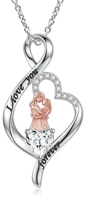 Image de Solidchoice - Collier avec pendentif en forme de cœur et l'inscription "Je t'aime pour toujours"