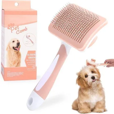 Produktbild von Famanu Haustierbürste für Katzen und Hunde - Selbstreinigende Bürste für langes und kurzes Haar