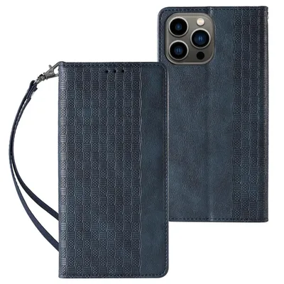 Produktbild von Magnet Strap Case iPhone 13 Pro Case Wallet + Mini Lanyard Anhänger Blau