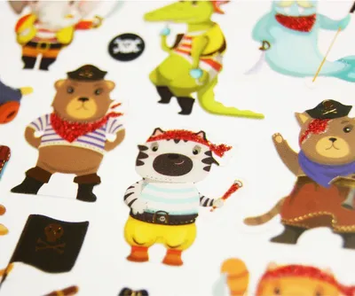 Image de Autocollant - Animaux pirates - Paillettes - 1,8 cm