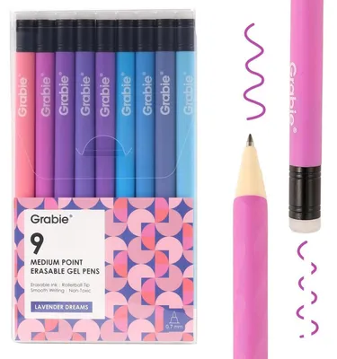 Produktbild von Radierbare Gelschreiber 9 Farben 0,7 mm Stifte Set Lavender Dreams Twist-Up Design