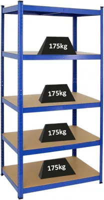 Produktbild von Schwerlastregal TAURUS | HxBxT 180x90x60cm | 5 Ebenen | Fachlast 175kg | Blau