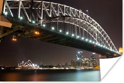 Produktbild von MuchoWow® Poster Brücke - Nacht - Skyline 180x120 cm - Fotoplakat