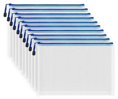 Productafbeelding van Documentenmappen A4, 10 stuks, kunststof, met rits, doorschijnend, wit