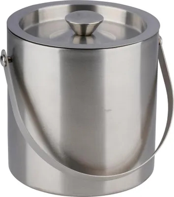 Produktbild von alpina Eiseimer Edelstahl Ø15,5xH15,5 cm - Doppelt isolierter Eiskübel mit Deckel und Griff - 670g Eisbehälter für Party, Barbecue und Zuhause