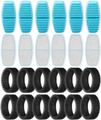 Produktbild von 24 Filter für Katzenbrunnen, 12 Stück Filter + 12 Stück Schaumstofffilter für Katzentrinkbrunnen, Dreifach-Filterung, Geeignet für “B0CL4WMX6Z” & ”B0CLGPCNHN”