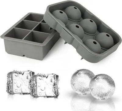 Produktbild von Große Eiswürfel- und Kugelformen aus Silikon für Whiskey und Cocktails - Transparent