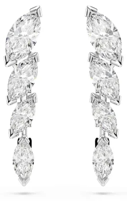 Image de Boucles d'oreilles Swarovski Mesmera, taille marquise, couleur blanche, plaqué rhodium