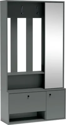 Produktbild von MEBLINI Garderobenschrank Flur mit Spiegel - Garderobe Schrank - Flurgarderobe schmal - Garderobe Flur Möbel Set - Flurschrank hoch - SPOTTI - 100x33x190cm R/L - Grün