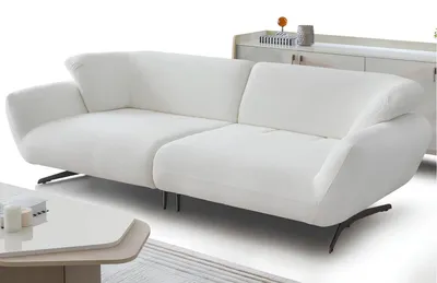 Zdjęcie produktu dla Komplet wypoczynkowy do salonu: sofa, fotel, stolik kawowy. Kolor: biały. Styl: nowoczesny. Materiał: drewniana płyta