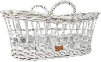 Produktbild von WikliBOX - Moseskorb für Puppen, Weidenbett für eine Puppe weiß farbe, 52x30xh20 cm