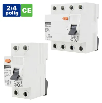 Schelinger Fehlerstromschutzschalter / FI-Schalter / 2-Polig oder 4-Polig / 30mA / 25A / 40A / 63A