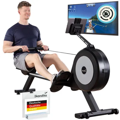 Produktbild von Skandika selbstgenerierendes Rudergerät mit Generator Njord P6-G | 32 elektrische Widerstandsstufen, bis 200 cm und 135 kg, Kinomap App kompatibel