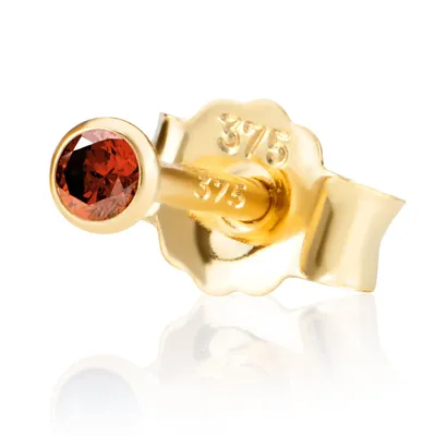 Produktbild von Einzel 2,5mm 375 Gelb Gold 9 Karat Ohrstecker Zirkon Granat Butterfly Verschluss