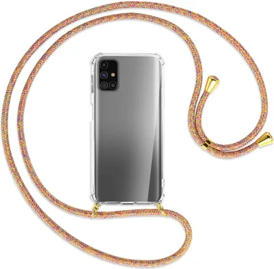 Produktbild von Handykette Backcover-Schutzhülle mit Band (Metall goldfarben) für Samsung Galaxy M31s - Rainbow