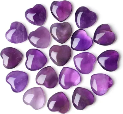 Produktbild von Amethyst Herz Kristall Set 20 Stück Natürliche Edelsteine Meditation Reiki Heilung