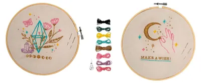 Borduurlijstset für Anfänger – 20 cm, Bambus, Leinen, 8 Farben