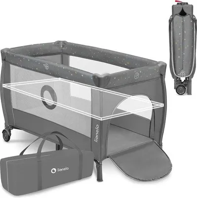 Productafbeelding van Opvouwbaar reisbedje met matras voor baby's en peuters - Kinderbedje met zijdeur en LockGuard-systeem