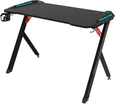 Produktbild von Schreibtisch mit LED-Beleuchtung, 113 x 60 x 75 cm, Höhenverstellbar, Kabelmanagement-System